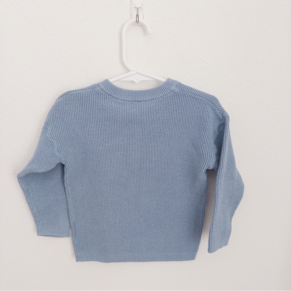 Kids Blue Waffle Knit Henley Shirt - Picture 2 of 2
